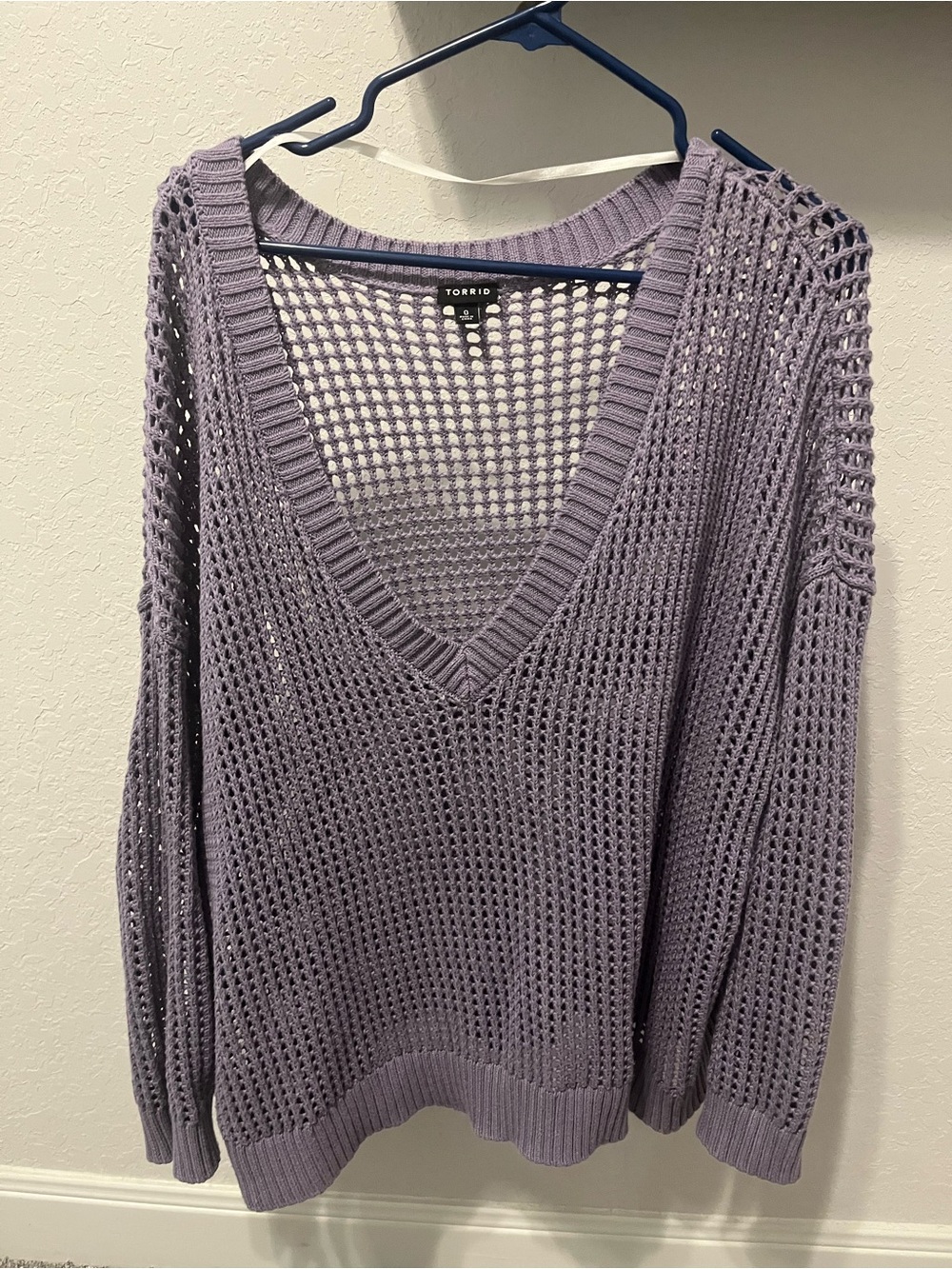 torrid Lavender Open Weave V-Neck Sweater
